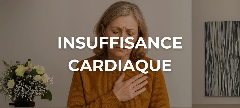 Femme d'âge moyen, main sur le cœur, exprimant une légère inquiétude, vêtue d'un pull moutarde sur fond neutre.